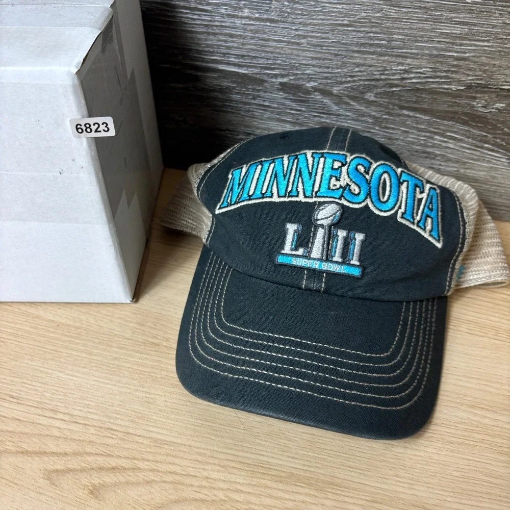 Super‎ Bowl Hat Cap Snap Back Black LII NFL Football Minnesota Adjustable '47